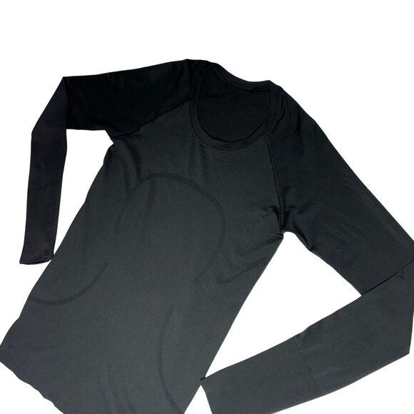Lululemon Swiftly Tech Long Sleeve Shirt Womens Size 8 Black Seamless - Picture 5 of 6